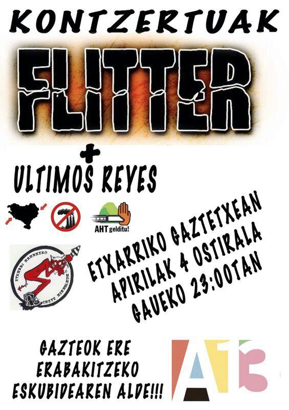 Apirilak 4 gaueko 23:00tan:#Flitter + #UltimosReyes Etxarriko gaztetxean #IzanGazteBiziAske