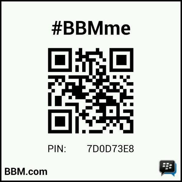 #BBMme PIN: 7D0D73E8
pin.bbm.com/7D0D73E8