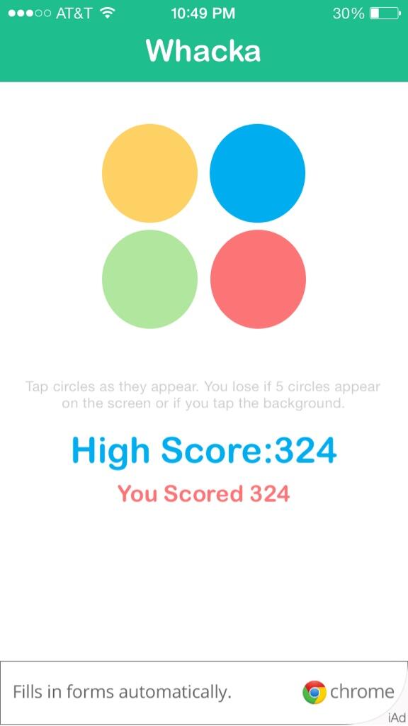 _dleavitt's tweet photo. This game is so hard. Go download it! #whacka http://t.co/vNK8lyvZ9P