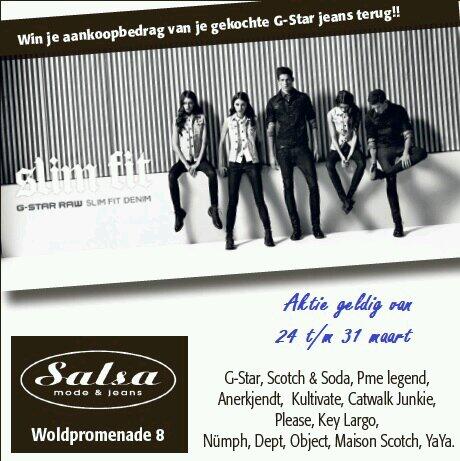 SalsaMode's tweet image. Win deze week je aankoopbedrag terug van je @GstarRaw jeans.