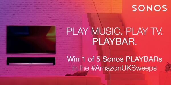 AmazonUK's tweet image. You could #win 1 of 5 #Sonos #PLAYBAR Wireless Speakers in the #AmazonUKSweeps. Enter here: amzn.to/1hlxK0e