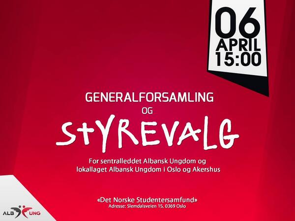 albung's tweet photo. Generalforsamling &amp; Styrevalg, 6 april kl 15:00! Velkommen :) https://t.co/hPCzxGfzrI http://t.co/ThNzsBD7dL