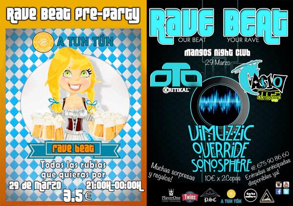 ravebeatgroup's tweet photo. BARRA LIBRE de CERVEZA + RAVE BEAT= ORGASMO
TELO VAS A PERDER¿? http://t.co/vyeZIYgSSX