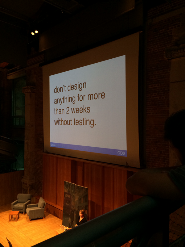 Don't fall in love with your designs until you test them, <a href="/leisa/">Leisa Reichelt</a> on user research at  #leandaylondon