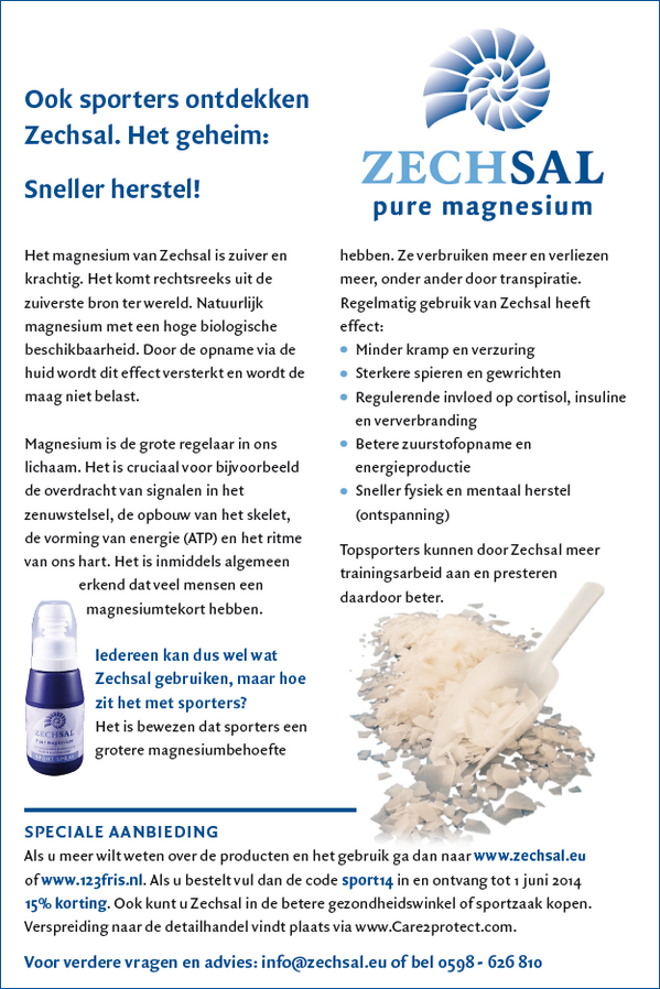 Ook sporters ontdekken Zechsal. Het geheim: Sneller herstel! (Telegraaf, 11 maart 2014)