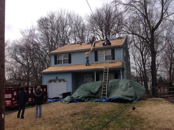 Exciting News. The First roof is underway for the #noroofleftbehind