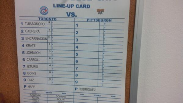ShanickyV's tweet photo. And 6 days till new season!!!!  “Today’s @BlueJays lineup for the 1:05 ET start against the Pirates. #SpringTraining http://t.co/hi4bHQcdEy”
