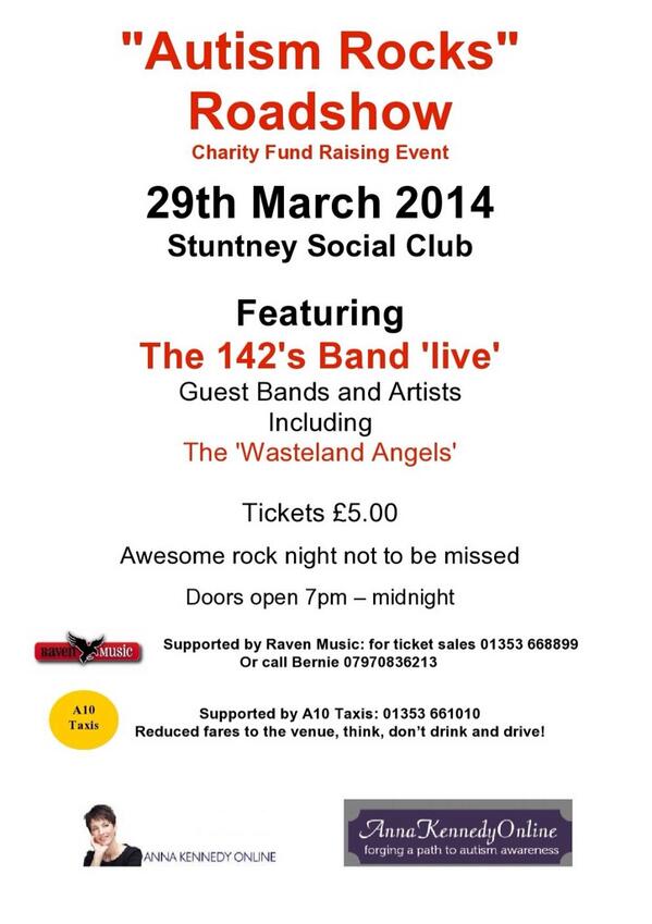 LTreeAssoc's tweet image. Support raising money for autism, Saturday night 'Autism Rock Roadshow' near Ely #AutismAwareness #autism #gig