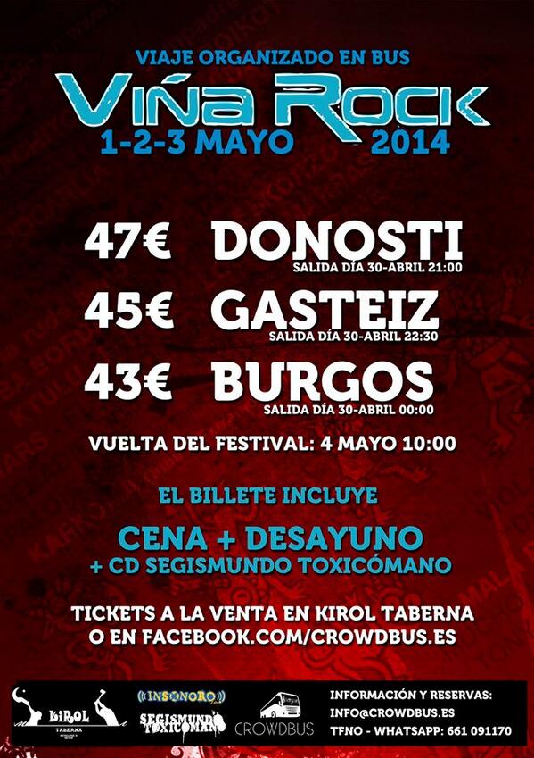 CrowdBus_'s tweet photo. Nuevo viaje: ¡Nos vamos al Viña Rock! ¿Te vienes? http://t.co/SNqYvI66mo