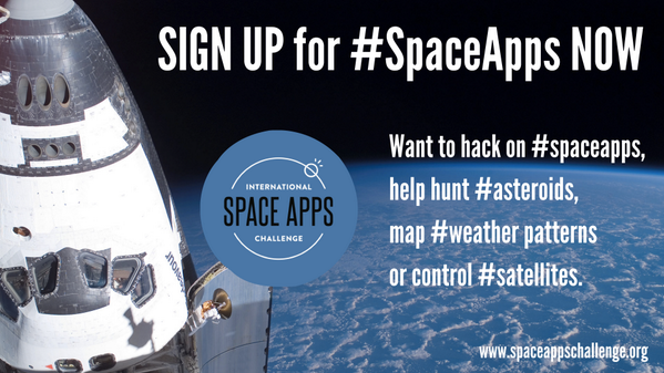 SpaceApps's tweet photo. SIGN UP TO #SPACEAPPS - The worlds most global codeathon
http://t.co/gFoDFGTPET http://t.co/xQOKLFVeJj