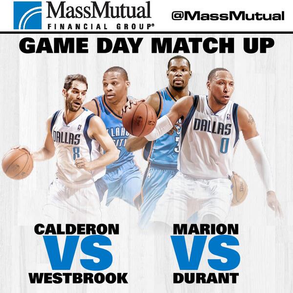 dallasmavs's tweet photo. #MavsMatchup: Which matchup is most important in tonight’s game? #WhoMattersMost presented by @massmutual #DALvsOKC http://t.co/C6bE07ZZjo
