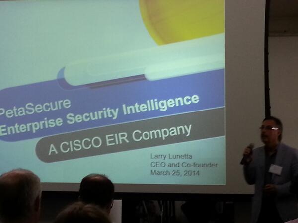 dhirajsharan's tweet photo. Larry presenting @petasecure at #OpenInnovSF http://t.co/cFmorfVSC4
