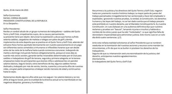CADDIESGOLF's tweet photo. @MashiRafael estimado Presidente por favor ayudenos con el escrito que le enviamos en forma de imagen... http://t.co/pSzPEiPgx3