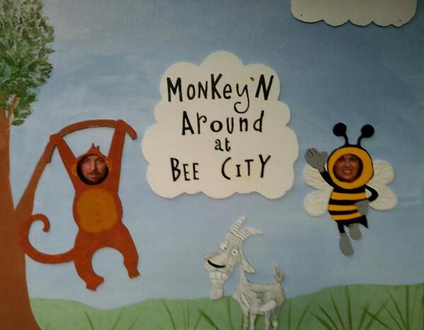 BeeCitySC's tweet photo. Scott and Bridgett monkey'n around at bee city http://t.co/qkEF2cK4xs