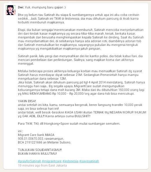 justsilly's tweet photo. Yg pengen tau kisah ttg SATINAH silahkan baca disini: #SaveSatinah http://t.co/xk9NZwu9cf