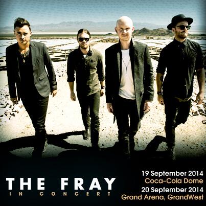 BigConcerts's tweet photo. NEW ANNOUNCEMENT: The Fray live in SA -  September 2014. Tickets go on sale 28th March. #TheFraySA http://t.co/McneIdns9o