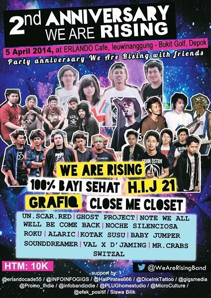 2nd anniversary <a href="/WeAreRisingBand/">WeAreRising Official</a> 5 April 2014 at Erlando Cafe Leuwinanggung Bukit Golf Depok CP : 081298531995