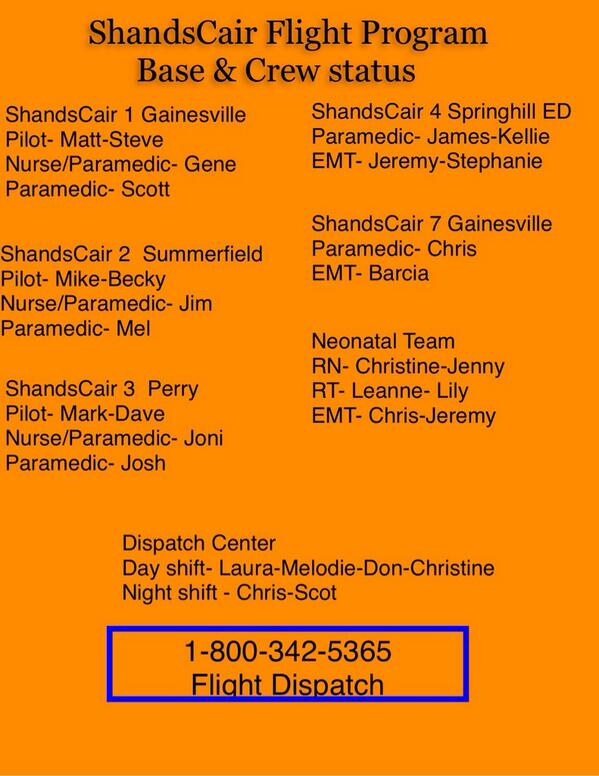 What day is it? Weather is GORGEOUS!! Here's you crew line up!
#ShandsCair