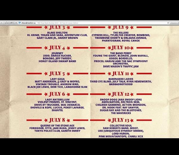 StatsOttawa's tweet photo. #Bluesfest is gonna be insane this year🙌  #statsottawa http://t.co/VHNVZxqJP4