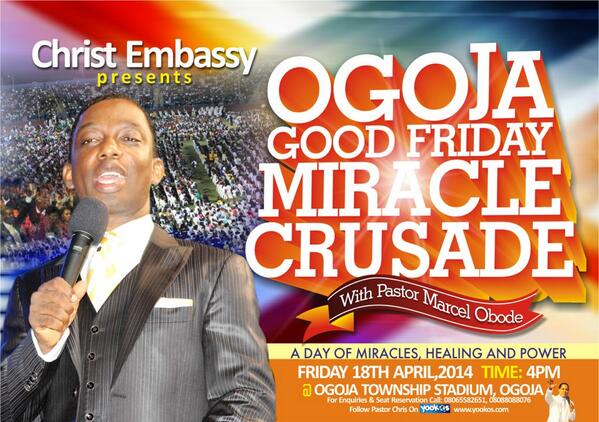 pastormarcel's tweet photo. Changing Cross River State, set to impact lives at The Ogoja Good Friday Miracle Crusade come 18/4/14 http://t.co/auF6FImFNY