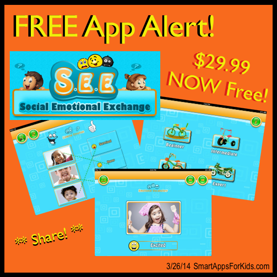 smartapps4kids's tweet photo. >> #FreeAppAlert! << S.E.E (#Social #Emotional Exchange) From $29.99 to #FREE! @xerionsoft http://t.co/ft7Ty4nYQX http://t.co/2Dg0WWXVh2