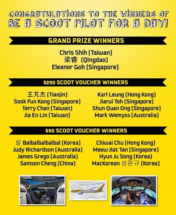 flyscoot's tweet photo. The moment is here. The winners of the #FlyScoot787 campaign is out. Were you one of them? http://t.co/C9g3iu8Ene http://t.co/RvATgGAFX7