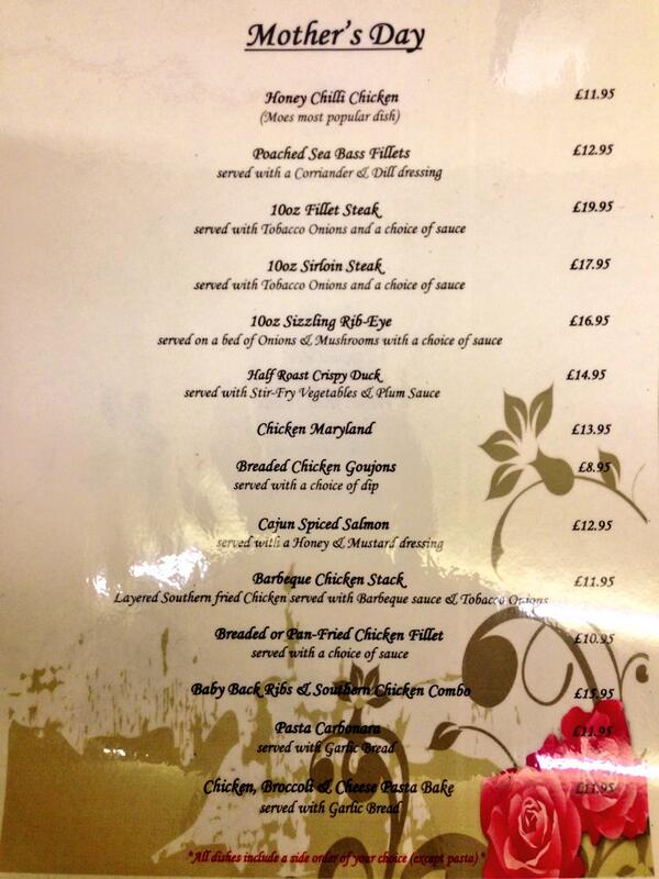 Mothers Day @ Moes Grill Magherafelt!!
Looking forward to seeing you :)
Open from 10am - 8pm 🍴🍷🍺