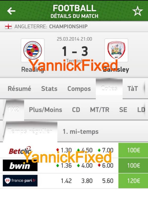 YannickFixed's tweet image. Le fixed d'hier qui passe. #BARNSLEY #ScoreExact #MatchDuJour #Fixed #ContreTouteAttente