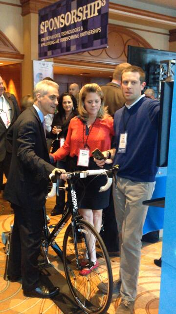 richmond2015's tweet photo. 2015's @leekallman talking bikes & World Championships with
@ChicagosMayor @RahmEmanuel at @IEG #IEG2014 http://t.co/lzK1x6yrsk