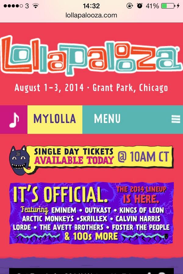 MickHTP's tweet image. #Lolapalooza lineup announced today. Who's coming to #Chicago this summer to join us?