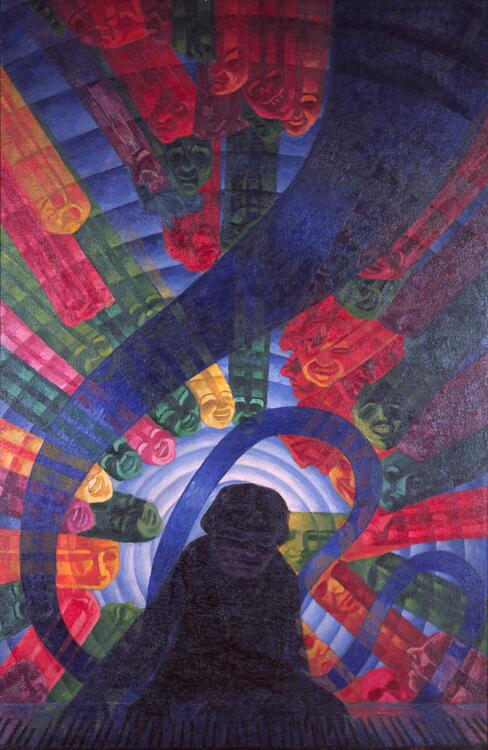 Estorick's tweet photo. #MuseumMastermind answers: Beethoven is supposedly depicted in this work by Russolo #MuseumWeek http://t.co/B2S7WlI8wW