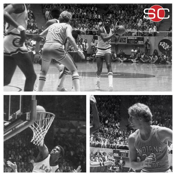 SportsCenter's tweet image. 35 years ago today, Magic Johnson &amp;amp; Larry Bird met in NCAA championship to start one of greatest rivalries in sports.