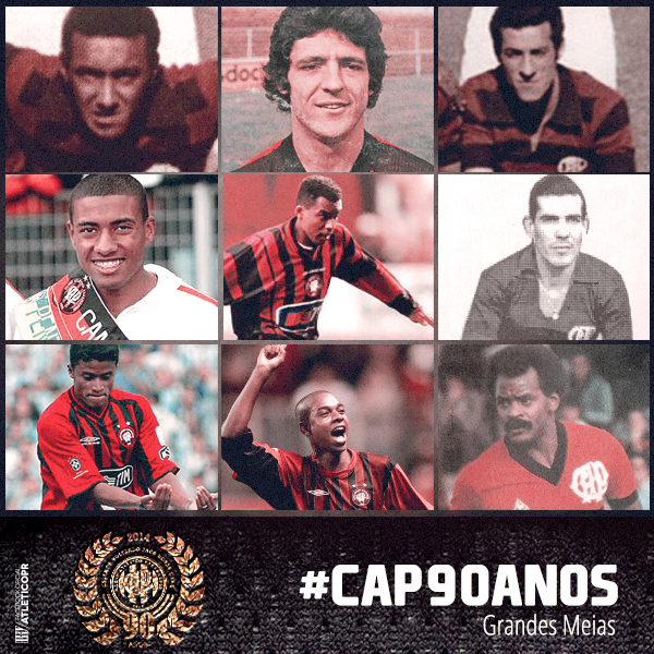 AthleticoPR's tweet photo. Quantos craques desfilaram pelo meio campo do CAP em 90 anos. Difícil escolher o melhor. Alguém arrisca? #CAP90ANOS http://t.co/b1wxIsmYoe