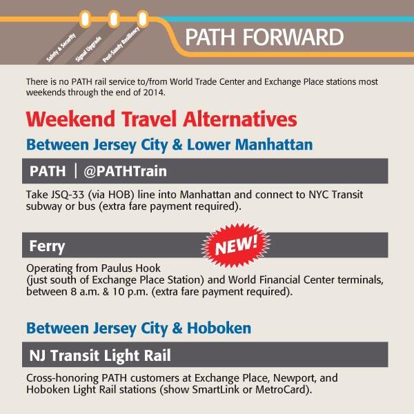 PATHTrain's tweet image. #PATHTrain Weekend Travel Alternatives.