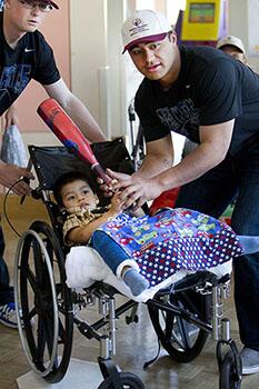 shrinershosp's tweet photo. The US Air Force Academy baseball team visited kids @shrinershosp Sacramento. So much fun for all! Thank you! http://t.co/SCM0gf58Jc