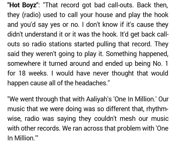 <a href="/MissyElliott/">Missy Elliott</a> speaking on "Hot Boyz" and Aaliyah's "One In a Million".