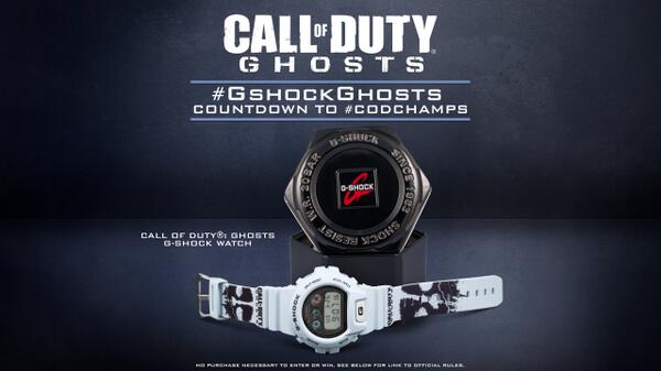 CallofDuty's tweet photo. RT to enter the #CODChampsSweeps! You could win this #GshockGhosts watch! Rules: http://t.co/2JKciAG5xj @GShock_US http://t.co/NkMBd5pgSI