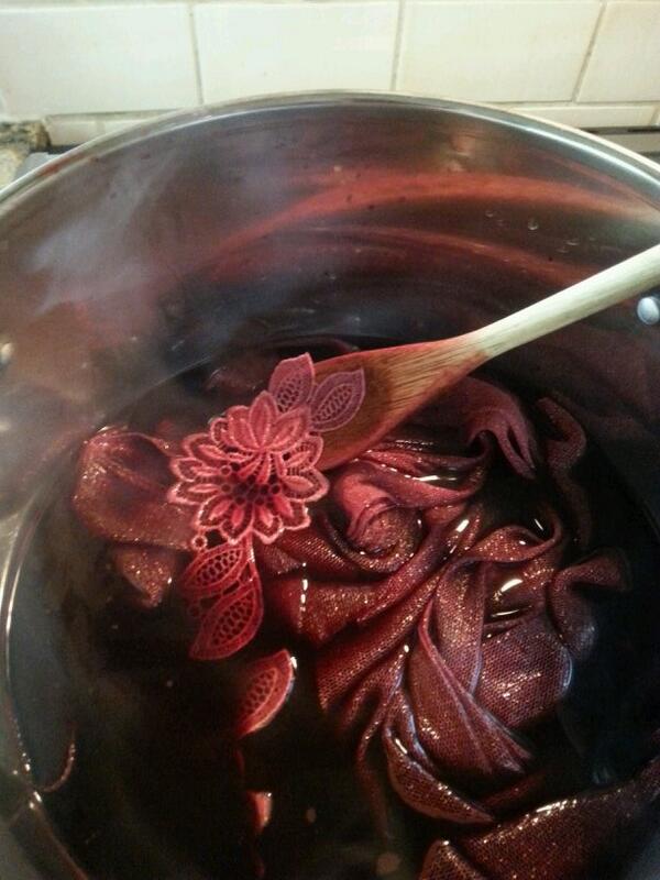 MaNoKinDesign's tweet image. Spent the evening in the kitchen working towards the perfect shade of red dye #HeartTruthYYC #fashionshow #reddress