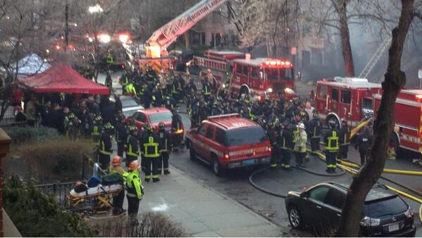 AtwaterWCVB's tweet photo. Firefighters assembled with Boston mayor in front of building that burned on Beacon. Very somber. #wcvb http://t.co/WqBvshRej4