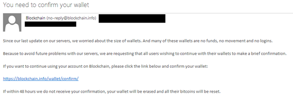 blockchain's tweet image. Heads up! Another phishing scam is circulating: