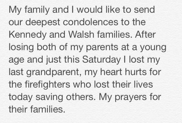 wilfork75's tweet photo. Rest In Peace Lt Edward Walsh and Firefighter Michael Kennedy http://t.co/tjsDwgKn7H