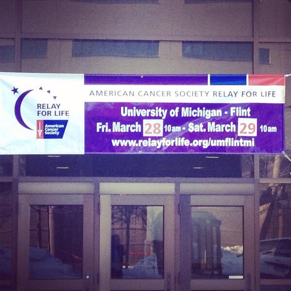 UMFRelayForLife's tweet photo. The banner was hung at the rec cen with care in hopes that relayers soon would be there! http://t.co/l80A4ebhfO