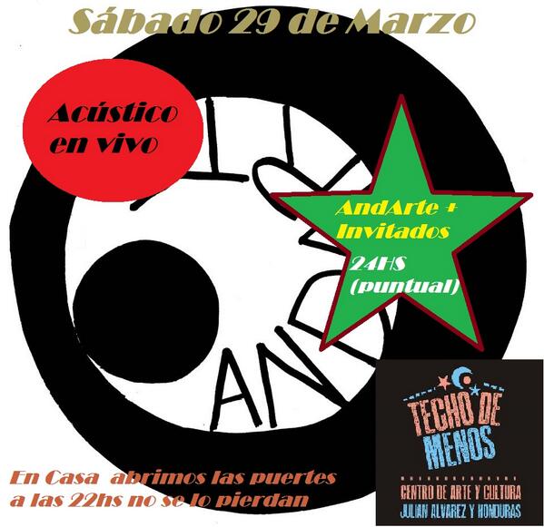 AndArterock's tweet photo. EsTe Sábado estamos de local te lo vas a perder En Techo Demenos Julian Alvarez y Honduras! http://t.co/tr0seq3tqo
