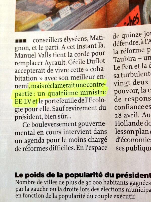_GRK's tweet image. Pr @Eberretta ds @LePoint, si Valls Premier ministre: @CecileDuflot veut un 4e ministre @EELV.
Pas un 3e?
#PolFiction