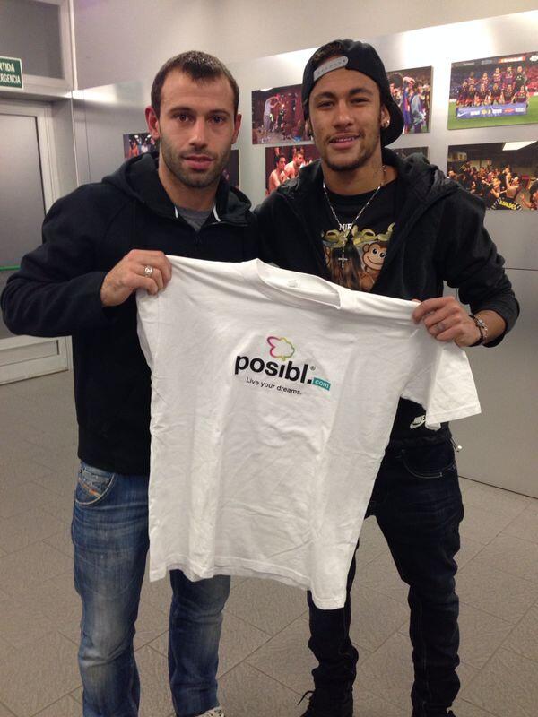 Mascherano's tweet photo. Thanks @neymarjr for supporting our Posibl Dreams!!!!! #EverythingIsPosibl http://t.co/Li9JUjN0jN