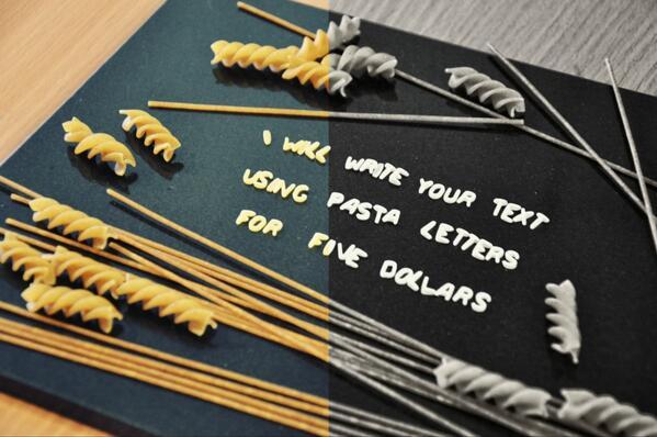 PastaLetters's tweet image. I will write Your text using pasta letters for 5$ - check it out! :)
fiverr.com/kollataja123/w… #Fiverr