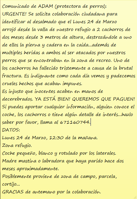 AsociacionADAM's tweet photo. ¡DIFUNDIR ESTO POR FAVOR! ES MUY URGENTE!! RT http://t.co/dvowYO4Ikg