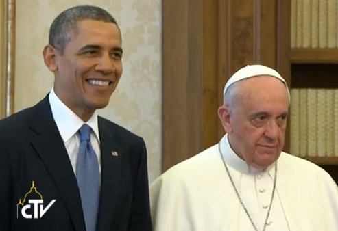 JohnLAllenJr's tweet photo. If pics are worth 1000 words, what's this one from this morning's Obama/Pope Francis meeting saying? http://t.co/nKBBsI0WWz