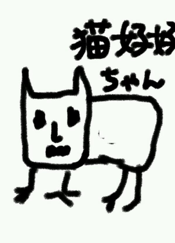 友達とのLINEの背景用に描いた猫好好ちゃん。お陰でLINEめっちゃ見にくい。 