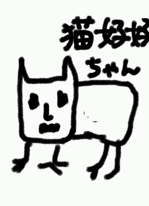 友達とのLINEの背景用に描いた猫好好ちゃん。お陰でLINEめっちゃ見にくい。 